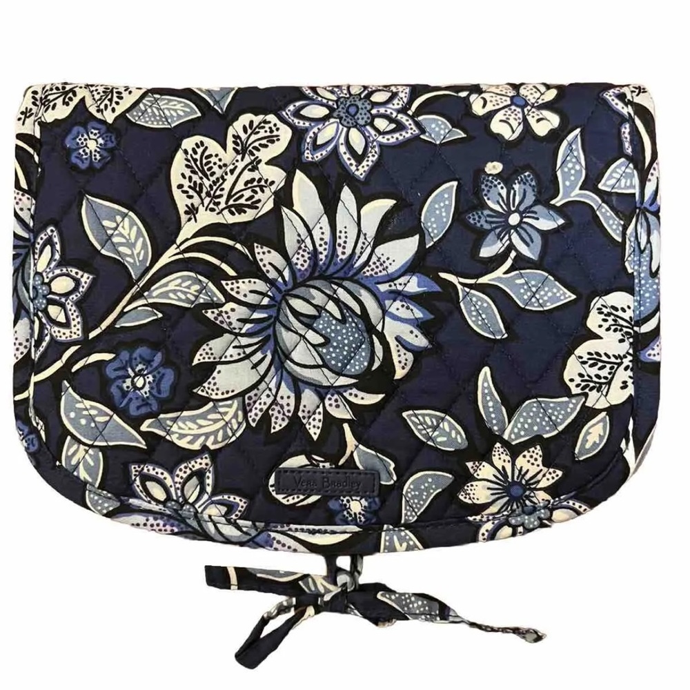 VERA BRADLEY Medium Travel Organizer Cosmetic Case - Tropics Tapestry Navy Blue